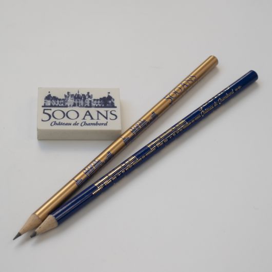 Chambord 500 ans-gomme -crayon bois  et crayon graphite-impression or-made in france © polygonia
