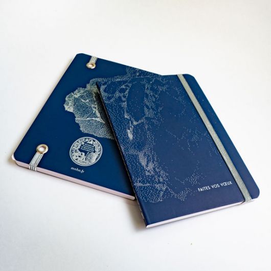 Météorites - carnet A6 - papier vélin 90g made in france - impression argent élastique  © polygonia